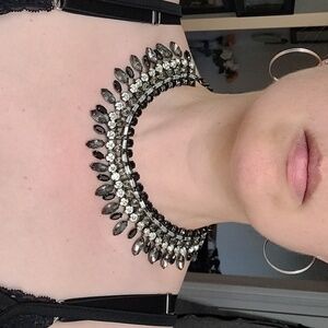 Black and silver beautiful statement necklace